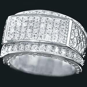   Silver Micro Pave Cubic Zirconia Bling Hip Hop Pinky Ring 8 13  