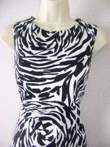 CALVIN KLEIN Black White Zebra Spandex Cotton Dress 6  