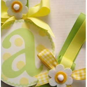   painted round wall letter hair bow holder   lemon lime: Home & Kitchen