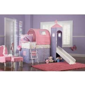   Princess Castle Twin Size Tent Bunk Bed With Slide