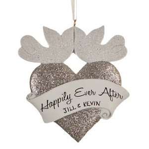   Happily Ever After Wedding Heart Christmas Ornament: Home & Kitchen