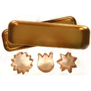 Global Decor Flower Cookie Cutter Set in Round Copper Plated Container 
