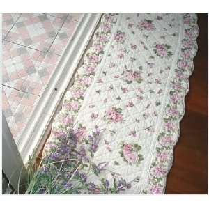  Shabby and Vintage Style Quilted Purple Roses Floor Runner 