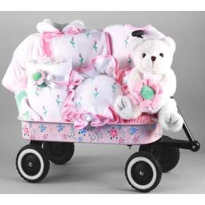   Covered Pink Miniature Toy Wagon New Baby Shower Gift Set for Girls