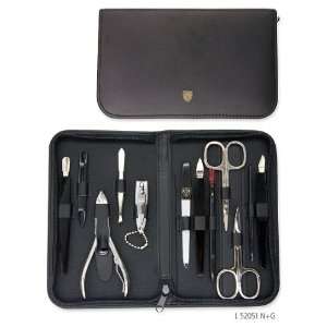 Swords   12 Piece Manicure & Pedicure Case, made of Genuine Leather 