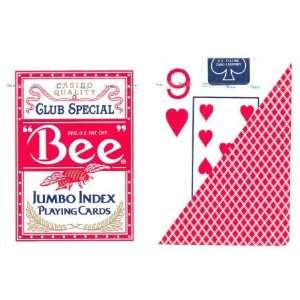  Bee Poker Playing Cards Jumbo Index Diamond Back   Red 