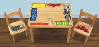Solid Wood Kids Hand Painted TRAIN Table and Chair Set  