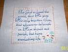 Bible Verse JOHN 3:16 Machine Embroidered Quilt Bloc
