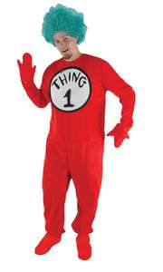   IN HAT THING ONE 1 ADULT Unisex Jumpsuit Red Suit Wacky Costume  