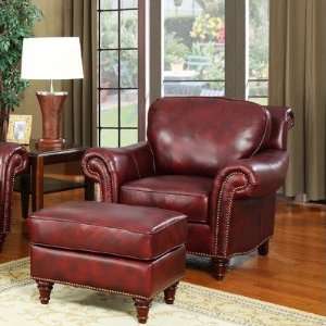  Heritage Windsor Leather Chair and Ottoman Set