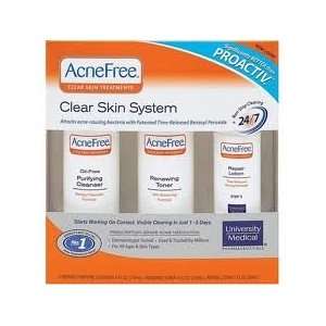 ACNE FREE CLEAR SKIN PRODUCT(purifying clenser, renewing toner,repair 