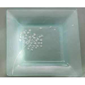  Nature Series Dandelion square plate Handmade glass 9 1/2 