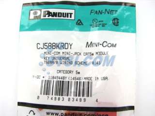 Panduit CJ588KRDY Cat5e Mini Com Keyed Jack, Red ~STSI 074983034994 