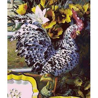  Intrada CAM9122 Rooster With Vase Black & White 23 Inch H 