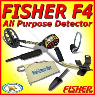 FISHER F4 COINS GOLD METAL DETECTOR W/PINPOINTER & MORE  