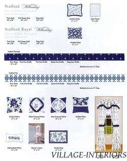 SALE! FRENCH STAFFORD ROYAL BLUE & WHITE QUEEN QUILT : WILLIAMSBURG 