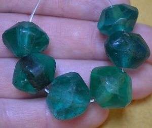 Antique Green Faceted Vaseline Trade Beads ~ Europe  