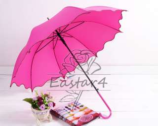New lady lotus leaves sun/rain stick umbrella pink  