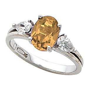    14K White Gold Spessartite Garnet and Diamond Ring: Jewelry