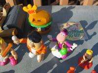 Lg Lot of Flintstones Figures, Car & Button   21pcs  