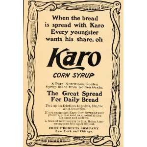  1904 Vintage Ad Karo Corn Syrup Bread Spread Antique 