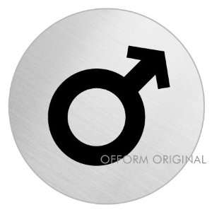 Stainless Steel Door Sign Pictogram Male Symbol Ø 3 inches No 
