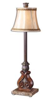Antique Buffet Table Lamp Distressed Bronze With Gold  
