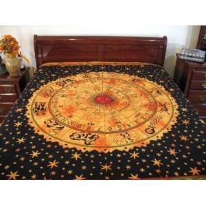   : ZODIAC ORANGE COTTON BED SHEET TAPESTRY COUCH THROW: Home & Kitchen