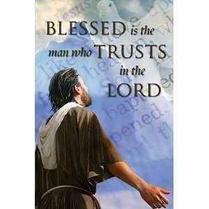  Blessed Is the Man Canvas Church Banner: Home & Kitchen