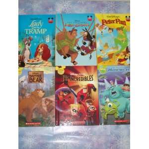 Book Set, Peter Pan, Lady and Tramp, the Incredibles, Monsters, Inc 