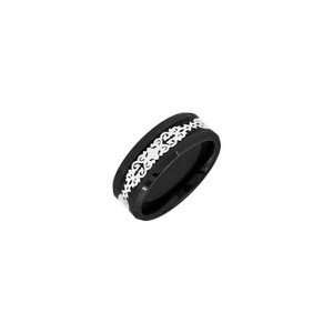  ZALES Scroll Wedding Band in Two Tone Ceramic Mens 8.0mm 