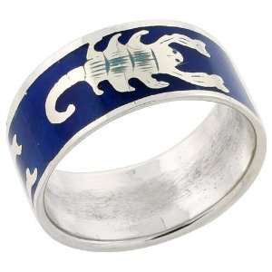   Blue Band, w/ Scorpion designs, 1/2 (13mm) wide, size 11 Jewelry