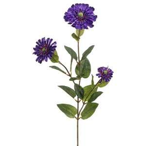   of 12 Artificial Purple Zinnia Silk Flower Stems 31.5