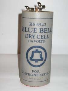   Wall Telephone Battery Blue Bell Dry Cell Type No.6 Antique Vtg  