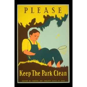  PLEASE KEEP THE PARK CLEAN AMERICAN US USA VINTAGE POSTER 
