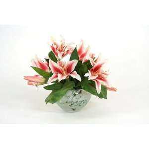  Artificial Pink and White Tiger Lilies with Simulated 