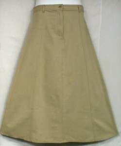 Women Clothes Antique Khaki Ottoman Denim A Line Long Skirt S M L XL 
