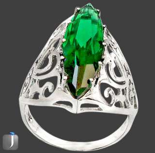   5cts GREEN FAUX PARIS EMERALD MARQUISE 925 SILVER COCKTAIL RING M9997