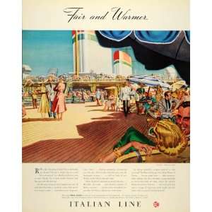  1938 Ad Italian Line European Cruise Ship Fred Freeman 