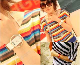 Fashion Women PU Leather Transparent Dial Lady Watch Wristwatch Three 