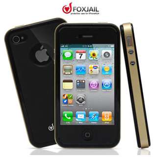 FOXJAIL Apple iPhone4S/4 Protection Bumper Hard Case Black/Gold  