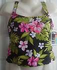 CATALINA TANKINI ONLY BLACK GREEN WHITE PINK BRA PADS FLORAL PRINT 