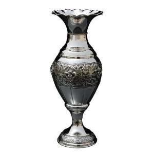  Silver Plated Vase with Leaf Pattern: Home & Kitchen