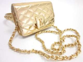 DESIGNER Gold Quilted Chain Belt Fanny Pack Handbag  