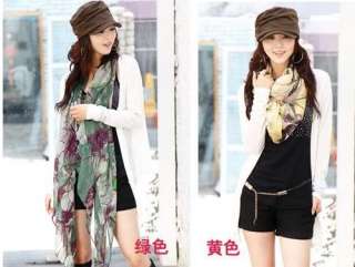Fashion Begonia Flower ink Style Cotton Neck Scarf Shawl 6 Colors 