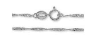 10k Real White Gold Singapore Chain 1.5mm Width, Spring Clasp Lock