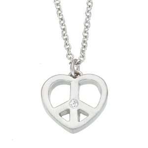   gold LOVE PEACE SIGN with White diamond pendant necklace: Jewelry