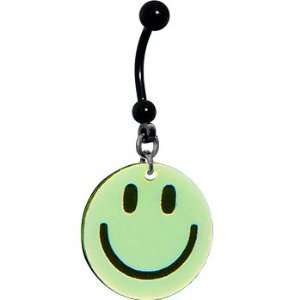  Glow In The Dark Smiley Face Belly Ring: Jewelry