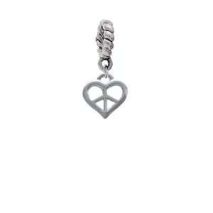  Heart Peace Sign Silver Plated European Charm Dangle Bead [Jewelry