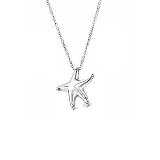 Sterling Silver Medium Starfish Necklace   16IN: Jewelry: 